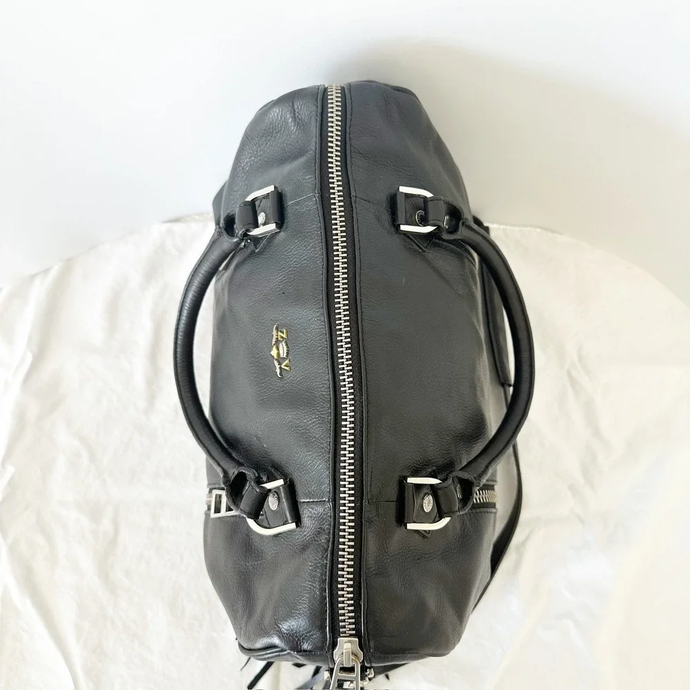 Zadig & Voltaire Black Leather Satchel with Silver Hardware